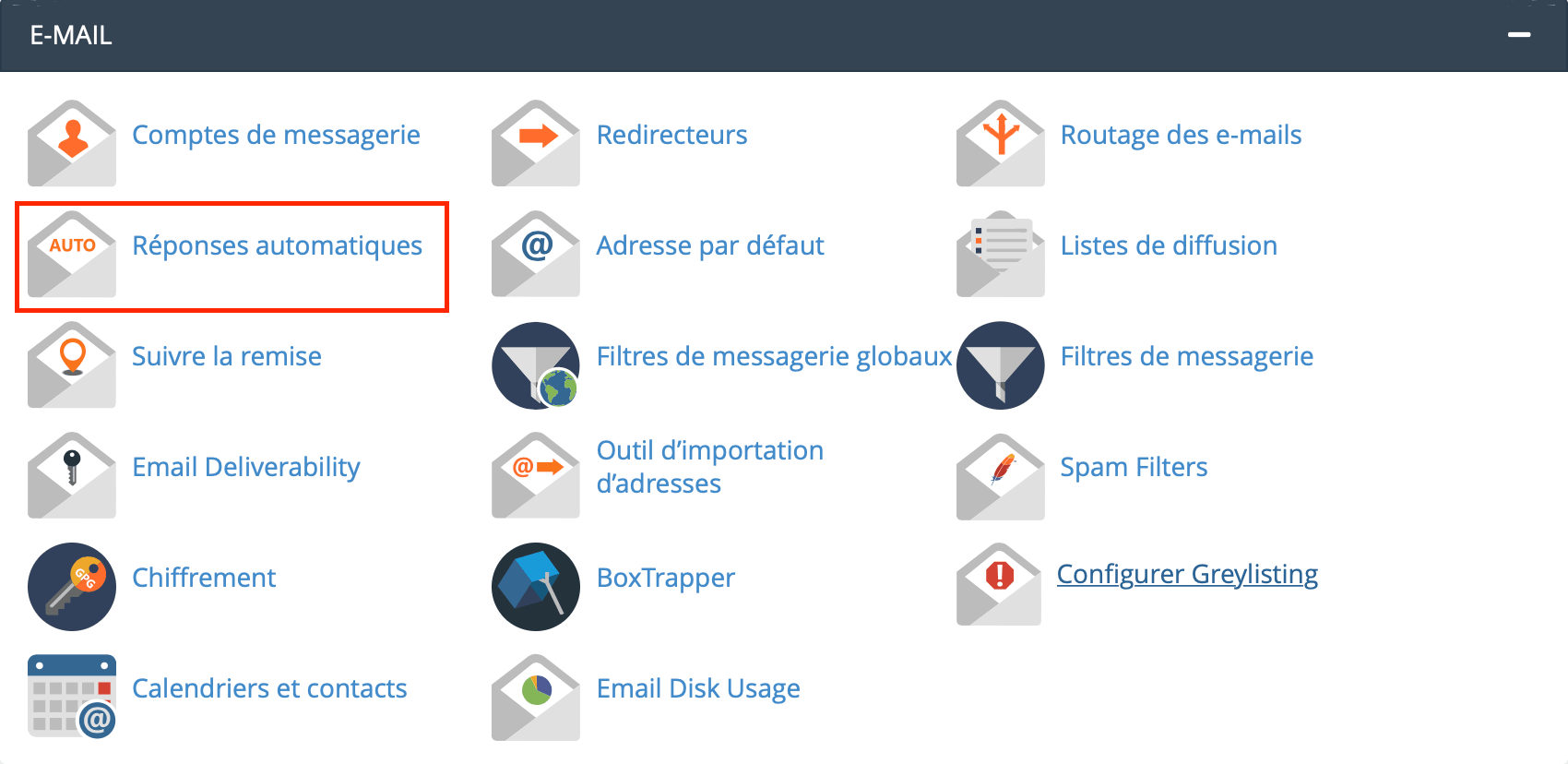 رد تلقائي في cPanel