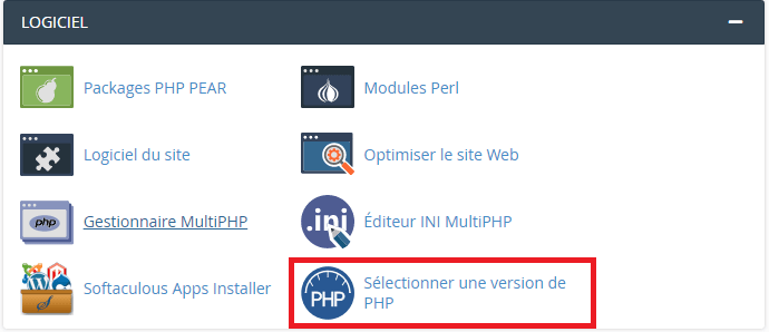 الوصول إلى اختيار إصدار PHP في cPanel