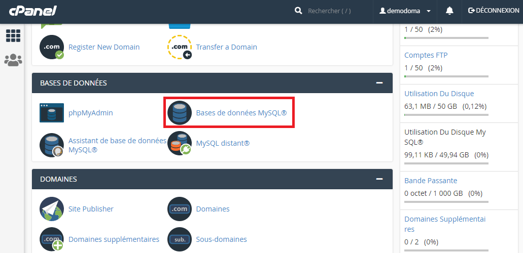 قاعدة بيانات MySQL في cPanel