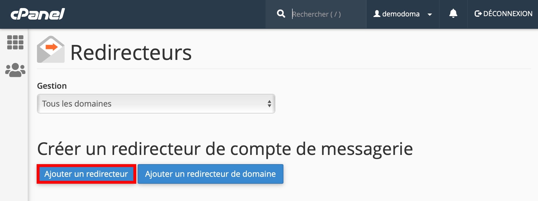 إضافة إعادة توجيه بريد في cPanel