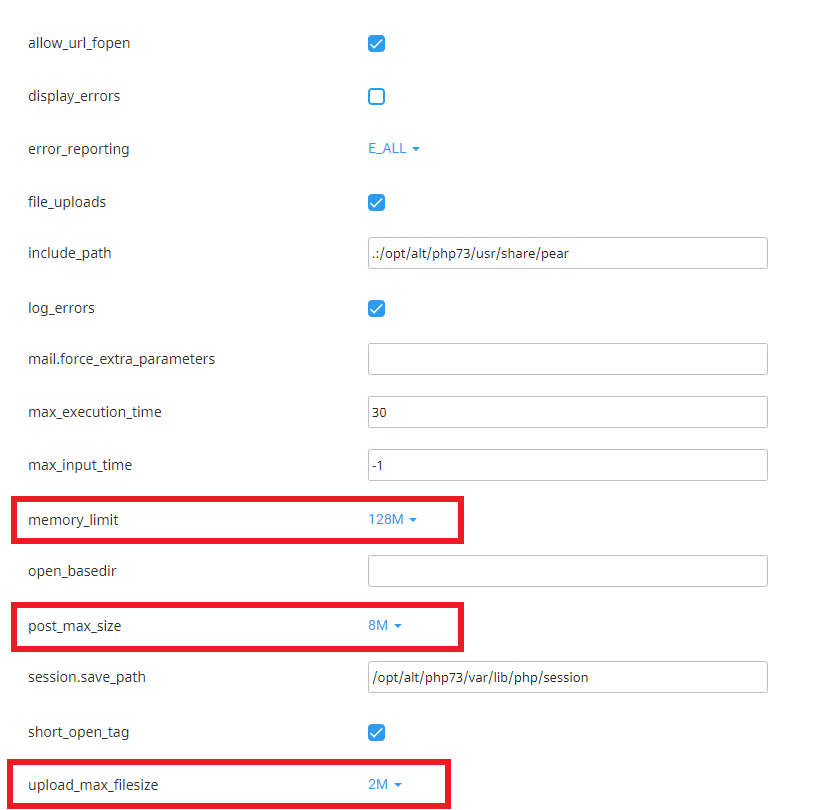 تعديل خيارات PHP في PHP Selector