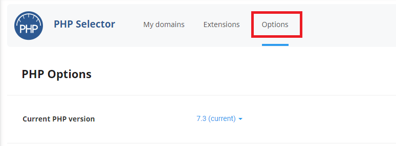 إعدادات PHP المتاحة في PHP Selector