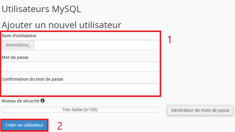 إنشاء مستخدم لقاعدة بيانات MySQL في cPanel