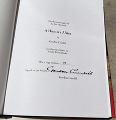 A Hunters Africa Signed by Gordon Cundill 1st Edition Hardcover and Signed