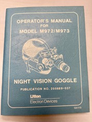 Litton M972 M973 Night Vision Goggle, AN/PVS-7A Operator’s Manual; NEW OLD STOCK