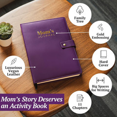 4-In-1 Mom’S Story Activity Journal (Hardcover) – 500+ Prompt Vegan Leather Acti