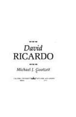 David Ricardo Hardcover Michael J. Gootzeit