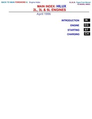 TOYOTA 2L 3L Diesel Engine Repair Manual 1999, EXTRA-DUTY BINDER, TOUGH COVERING