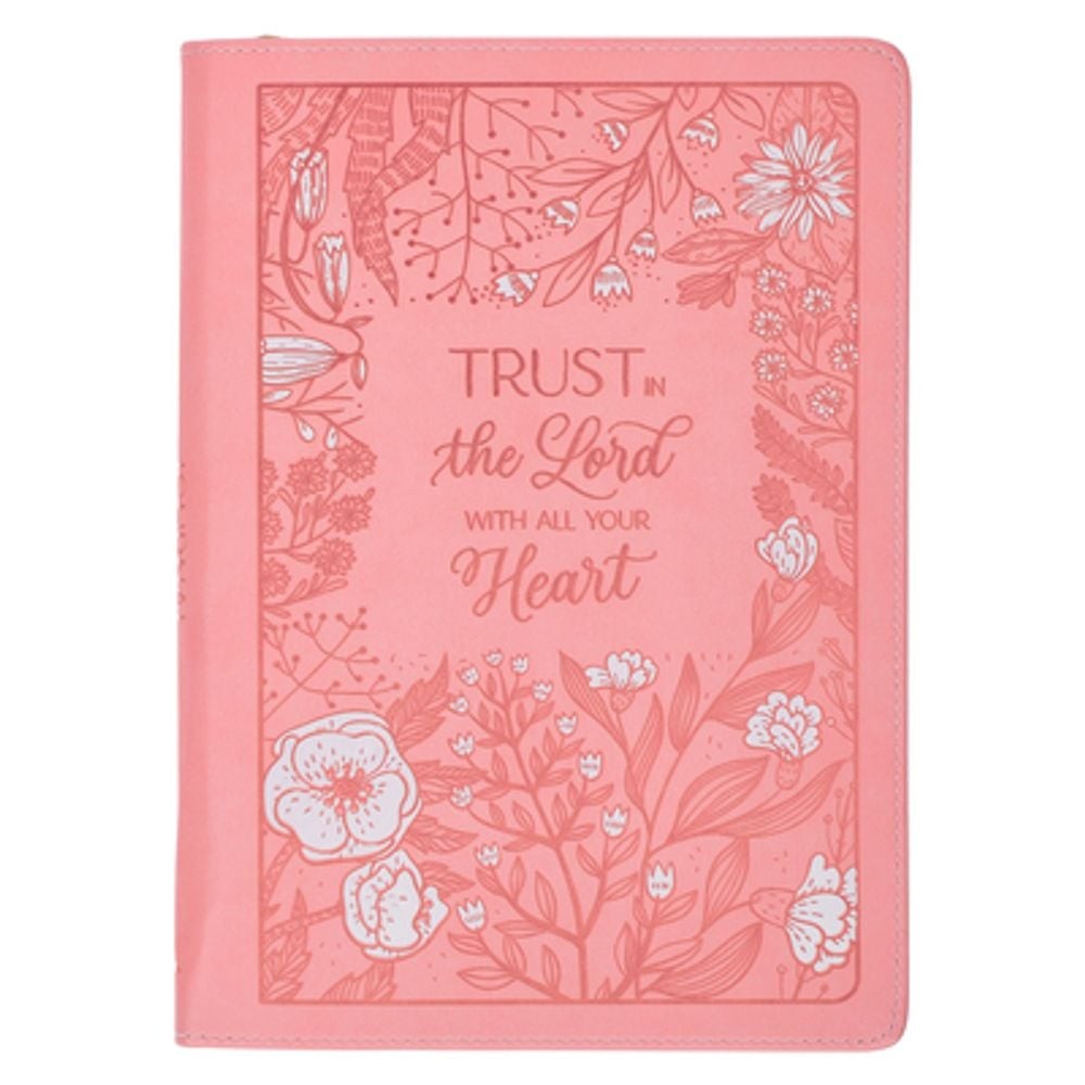 Christian Art Gifts Pink Vegan Leather Zipped Journal, Inspirational Women’s Not