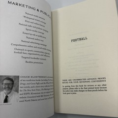 Chuck Klosterman Football Advance Uncorrected Proof Paperback