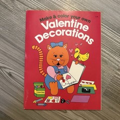 Vintage 80s Make & Color your own Valentine Decorations 16 Pages