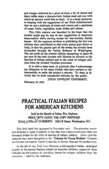 1918 Practical Italian Recipes For American Kitchens Cook Book 32 Pages
