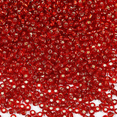 Red Sliver Lined Color Size 3mm Seed Beads About 3600pcs/100Grams in Bag, 8/0 Gl