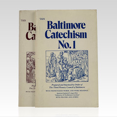 1977 TAN Baltimore Catechism No. 1 & 2. VINTAGE PB VG SET