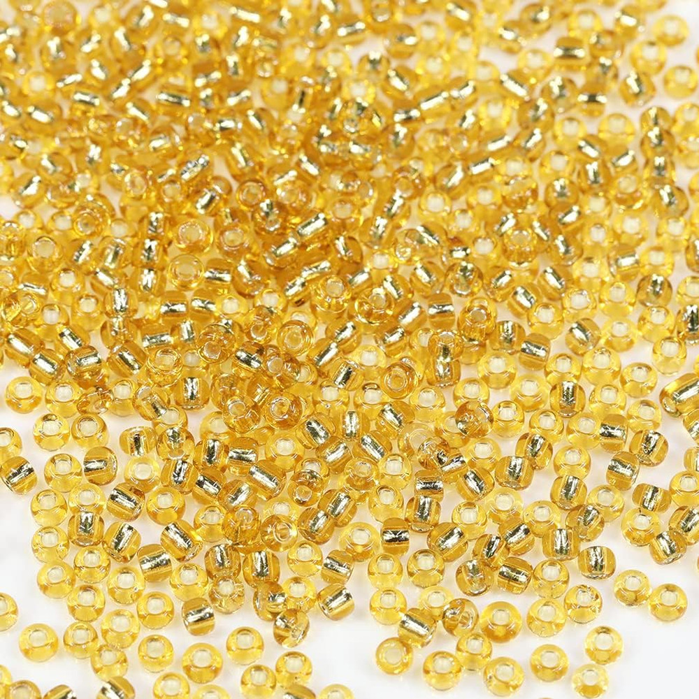 Golden Sliver Lined Color Size 3mm Seed Beads About 3600pcs/100Grams in Bag, 8/0