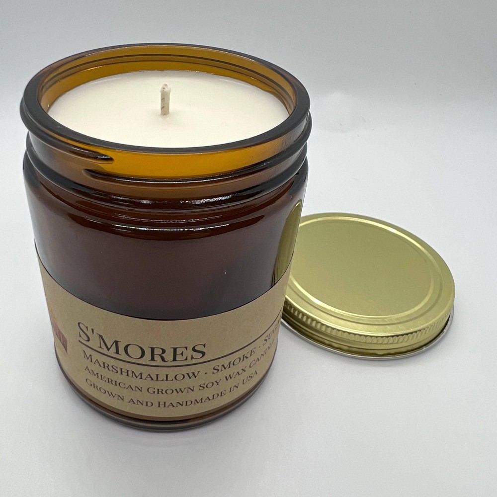 S’mores Soy Wax Candle | 9 oz Amber Apothecary Jar