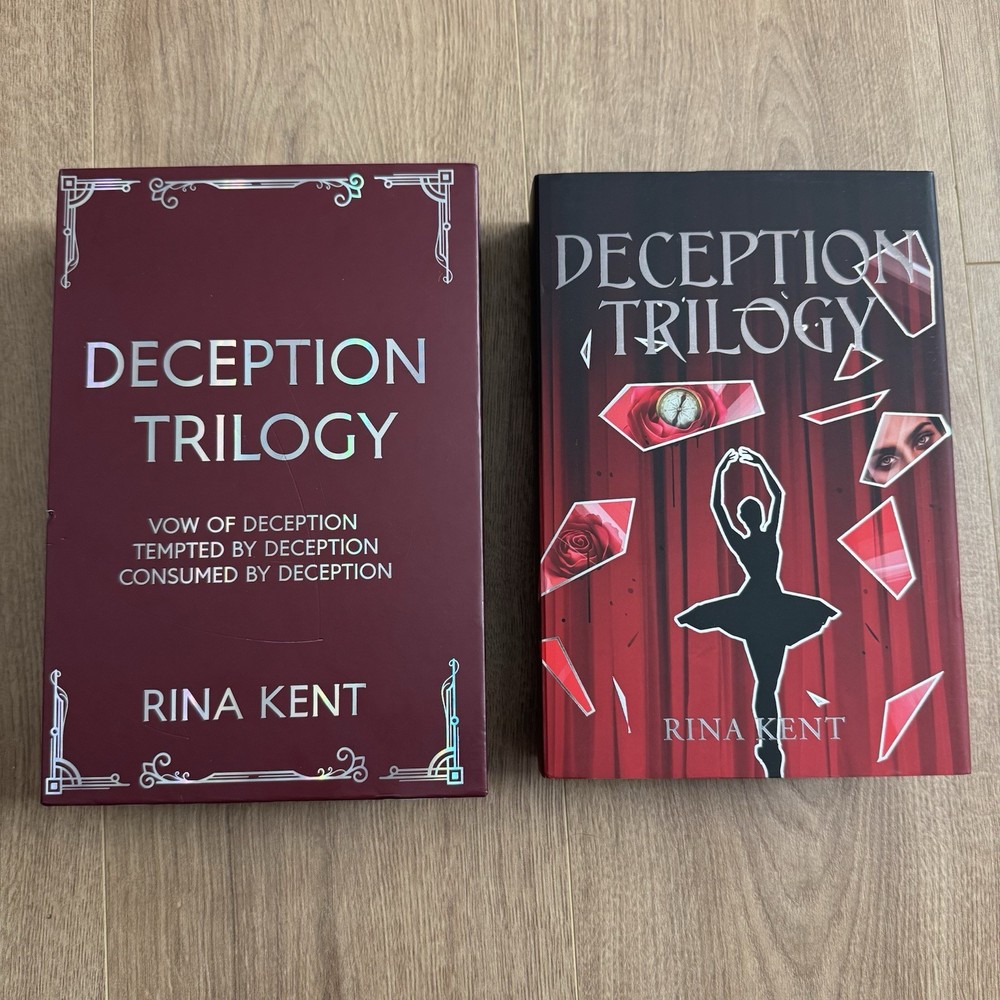 Books For Days Crate Rina Kent Deception Trilogy Hardcover & Case Red Edges
