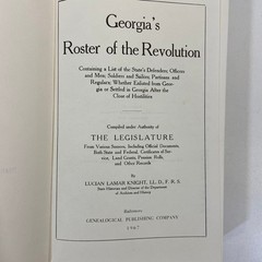 Georgia’s Roster of the Revolution Ex Library Lucian Lamar Knight HC Genealogy
