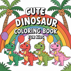 Cute Dinosaurs Coloring Book for Kids Ages 4-8 | Fun Prehistoric Activity Book |