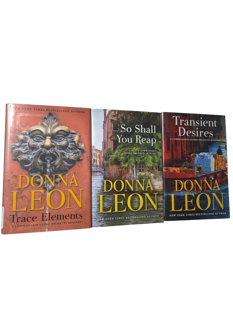 Donna Leon 3 Book Lot Trace Elements, So Shall You Reap and Transient Desires