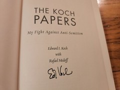 Edward Koch SIGNED The Koch Papers Fight Against Anti-Semitism First Edition COA
