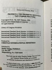 Prophets and the Prophetic Movement by Dr. Bill Hamon 2016 PB Christian Ministry