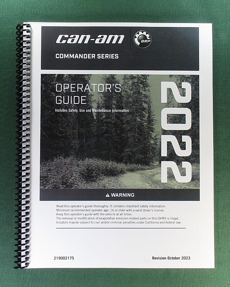 2022 Can-Am Commander XT-P 1000R Owner’s Manual: 250 Pages & Protective Covers!