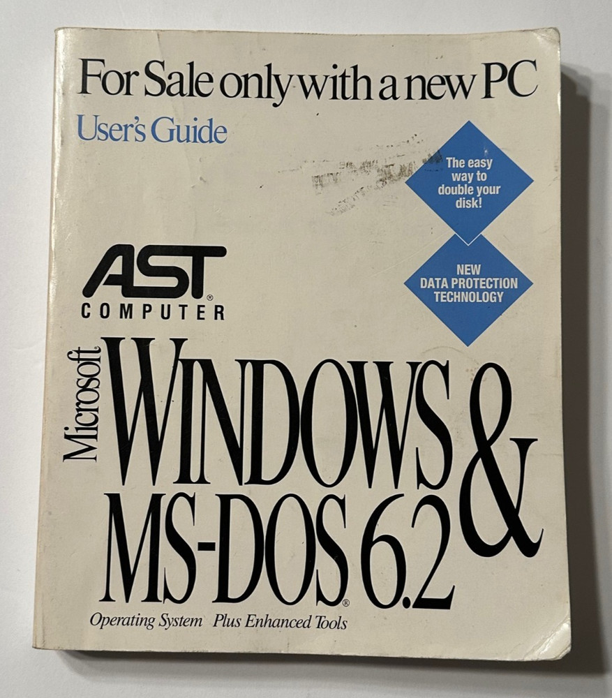 RARE: 1993 “AST Computer” branded – Windows & MS-Dos 6.2 User Guide – Book ONLY