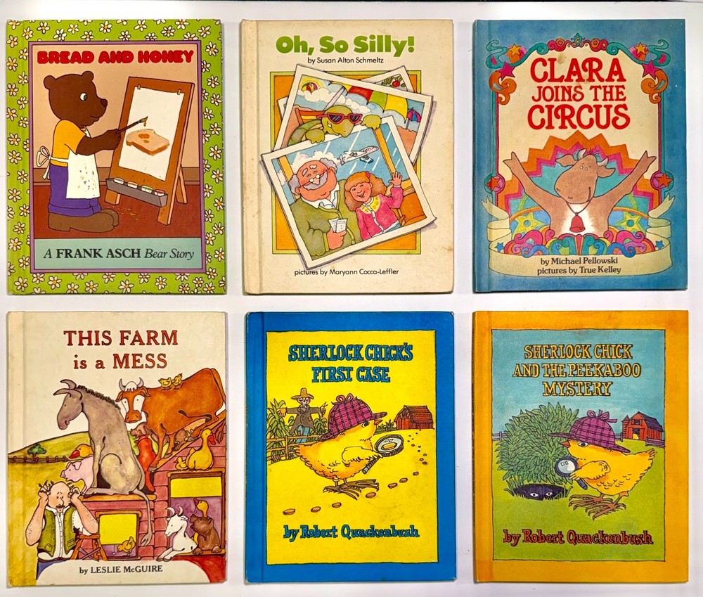 6 Vintage Kids Hardcover Lot Parents Magazine Press Sherlock Chick Frank Asch