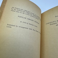 Sinclair Lewis Bethel Merriday Paperback Popular Library Edition c1940 Vintage