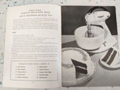 1948 Hamilton Beach Food Mixer Instructions and Tested Recipes Stapled Booklet
