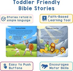 Christian Bible Stories Book for Toddlers 13 Stories and Prayers Musical Toy