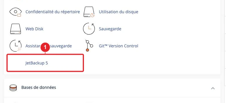 Accéder à JetBackup 5 depuis le tableau de bord cPanel