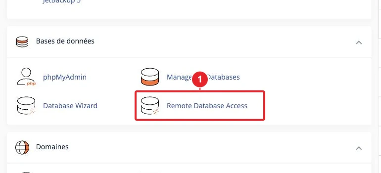 Accéder à MySQL distant depuis le tableau de bord cPanel