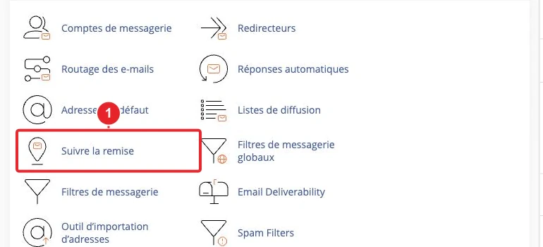 Accéder à suivi de la remise des e-mails depuis le tableau de bord cPanel