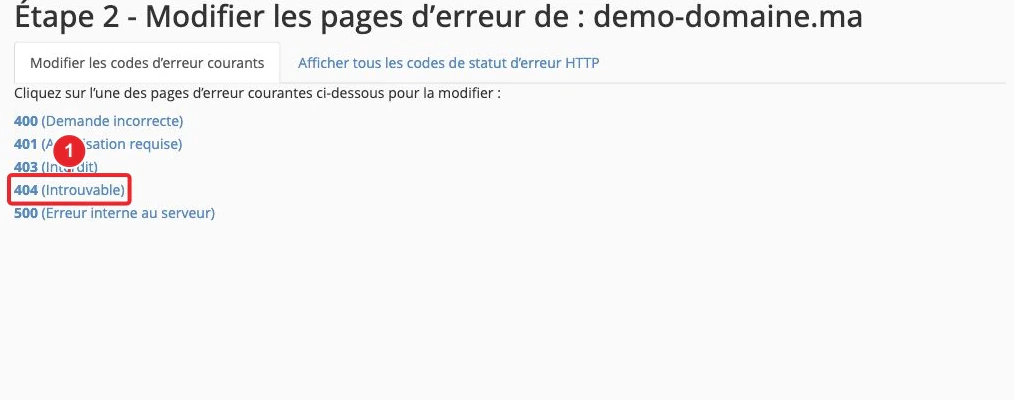 Choisir un domaine et une page d’erreur personnalisée dans cPanel