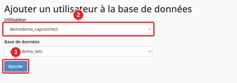 Créer un utilisateur MySQL et l’associer à une base de données dans cPanel — Associer l’utilisateur à la base