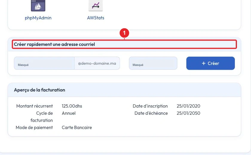 Créer rapidement une adresse Email PRO — champs masqués