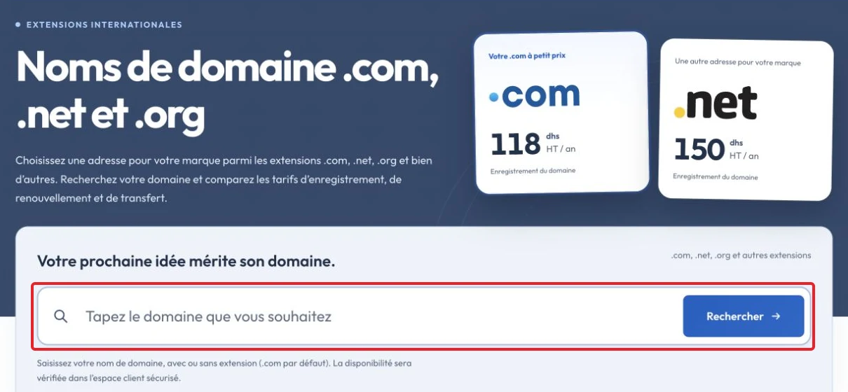 Search for a domain name on the new CAP CONNECT website