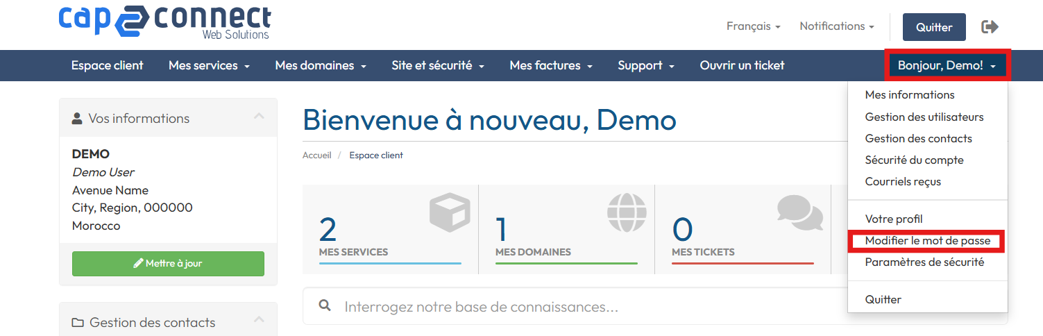 Modifier le mot de passe