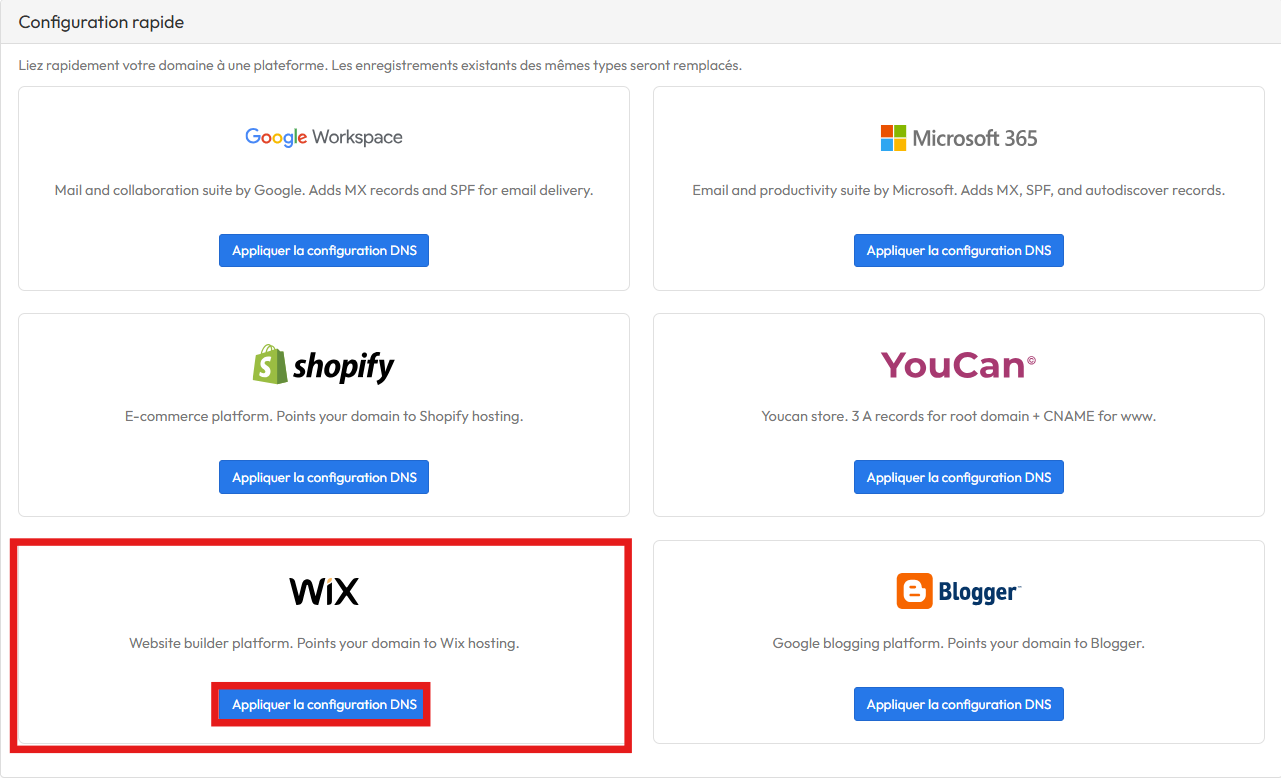 Wix Configuration DNS