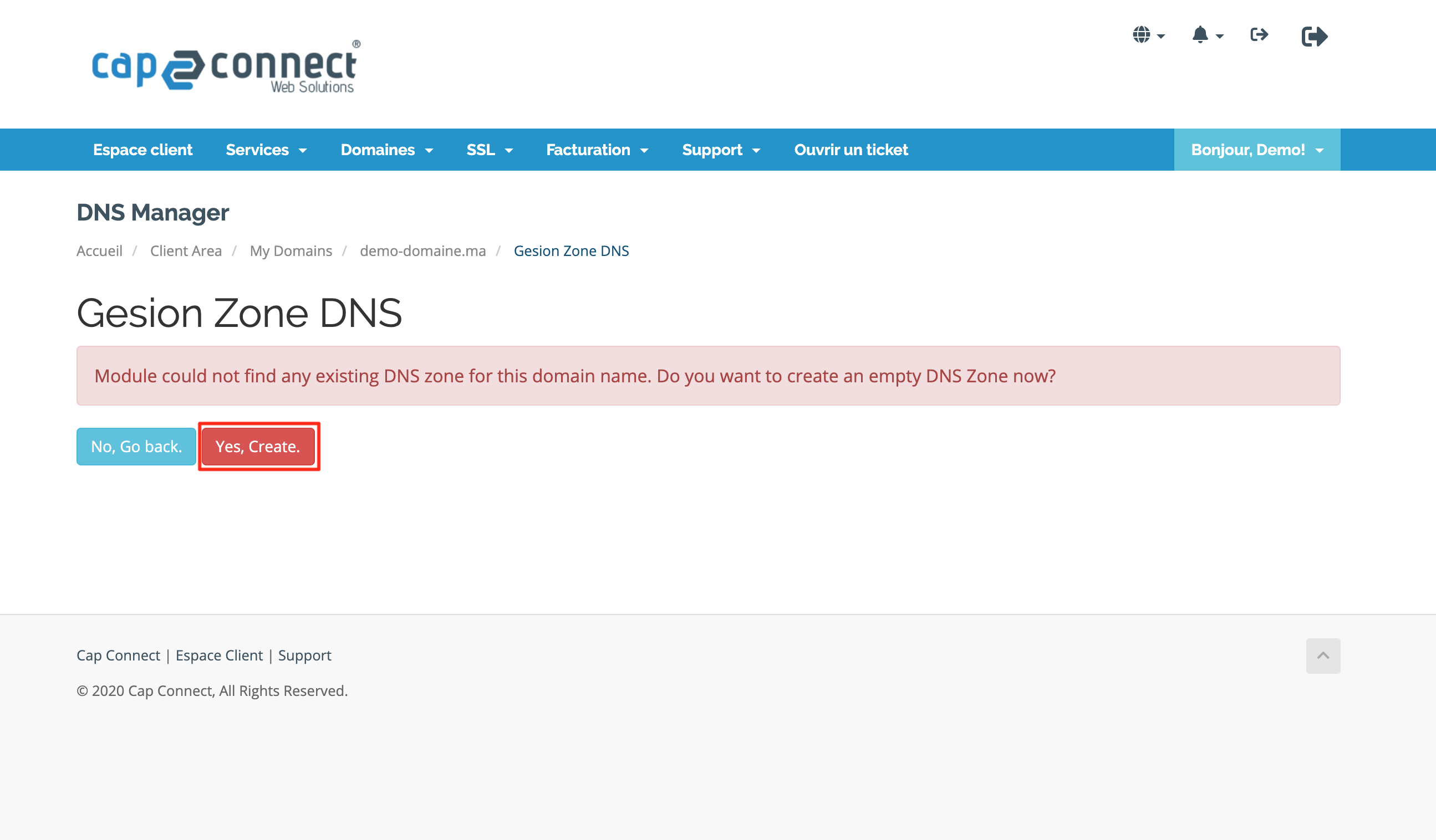 Créer zone DNS Nom de domaine