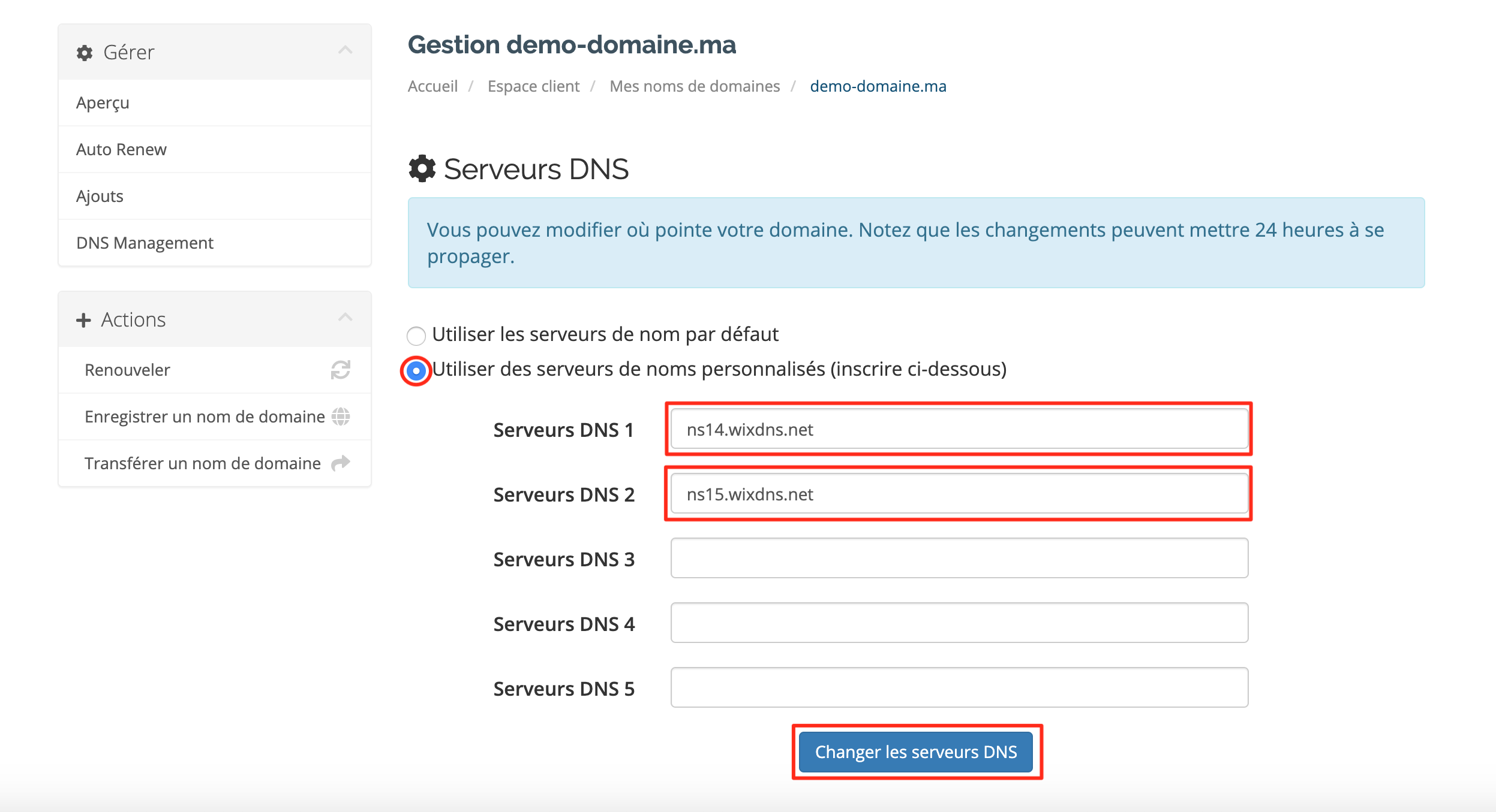 Domain name .ma DNS Wix