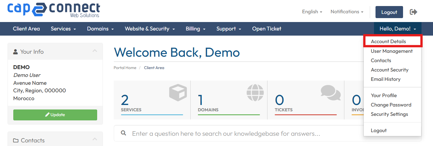Edit Account details