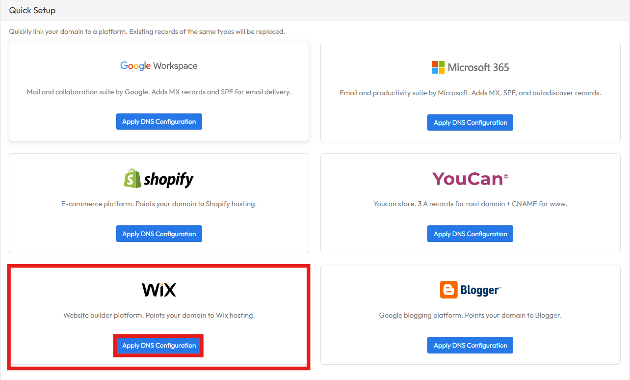 Wix Quick Setup