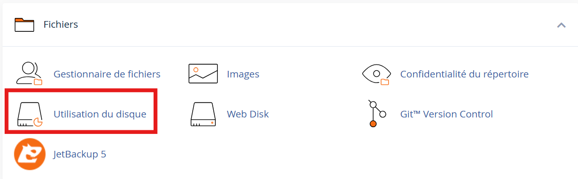 Utilisation du disque cPanel