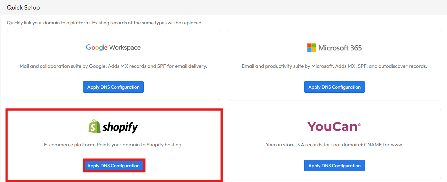 Configuration Shopify