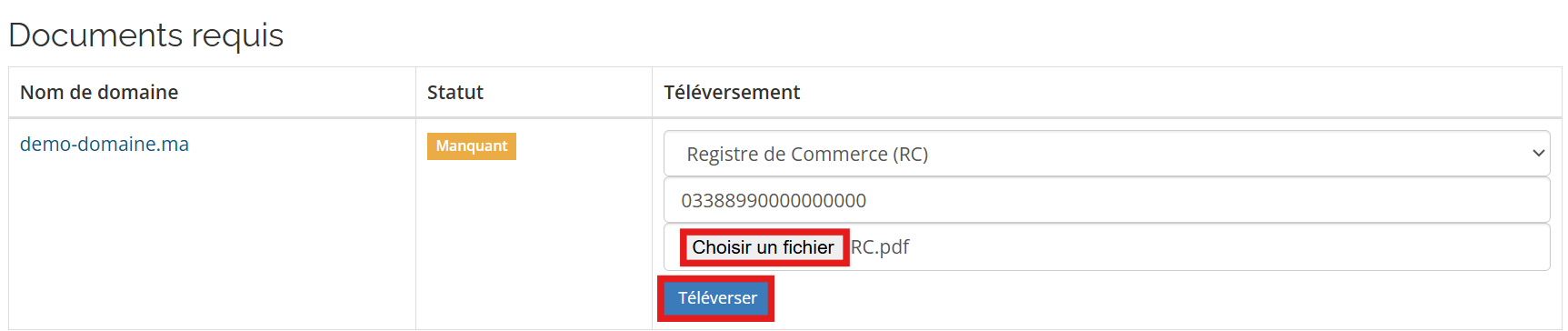 Téléverser le document